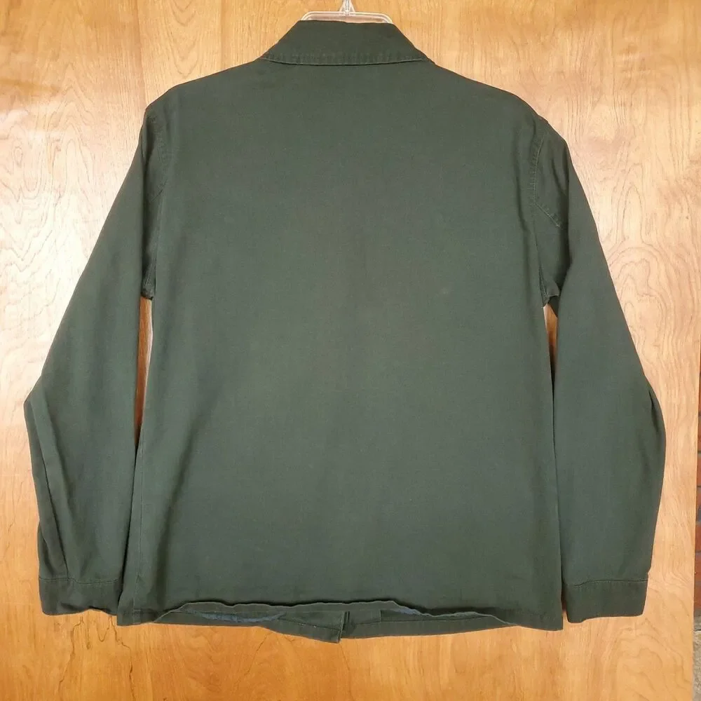 Utility Jacket Womens S Green 100% Cotton Military Army Button Front Grunge